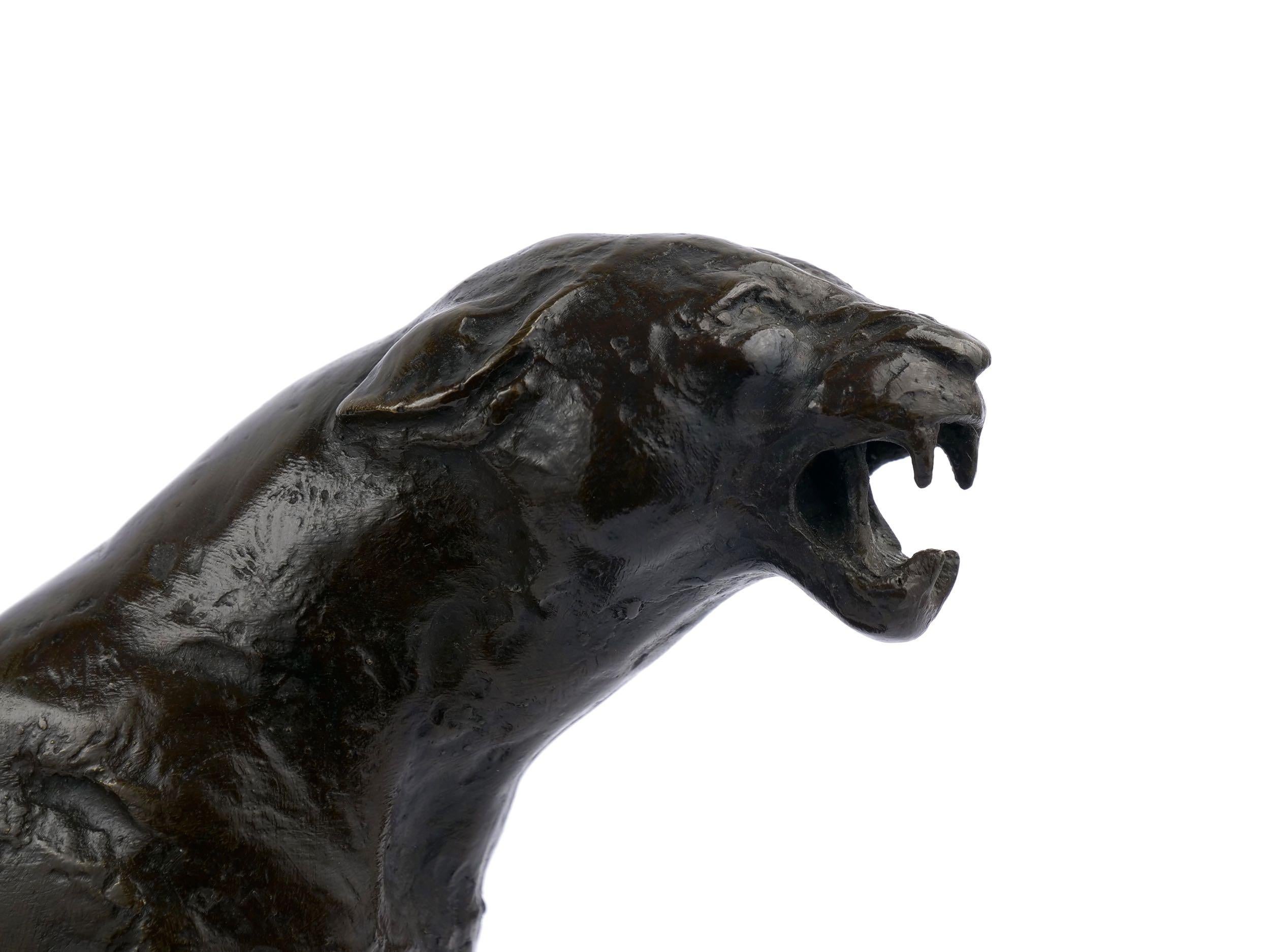 French Modernism Bronze Sculpture “Roaring Jaguar” after Adolphe Geoffroy 2