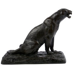 French Modernism Bronze Sculpture “Roaring Jaguar” after Adolphe Geoffroy