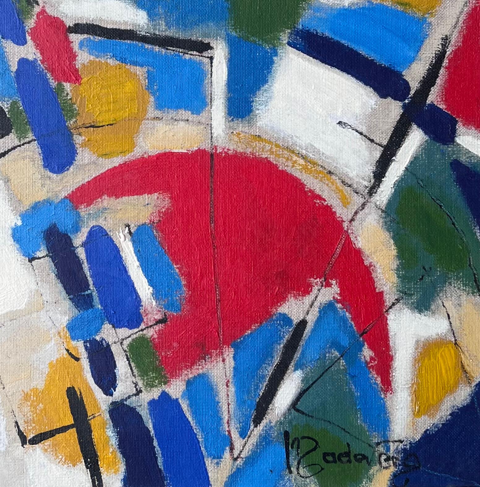 Abstraktes französisches kubistisches modernistisches signiertes Ölgemälde, 20. – Painting von French Modernist