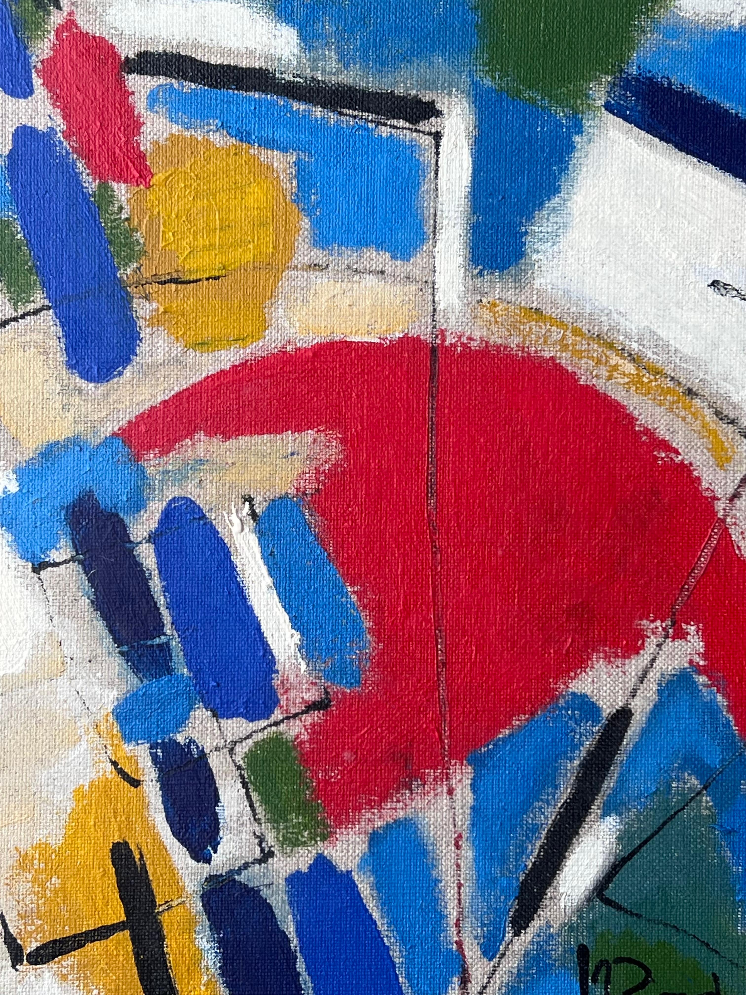 Abstraktes französisches kubistisches modernistisches signiertes Ölgemälde, 20. (Kubismus), Painting, von French Modernist