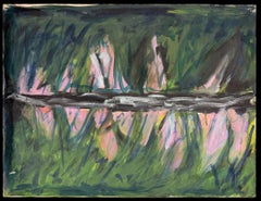 Abstrakte Landschaft Reflexion Expressionist Farbe Studie Große Ölgemälde