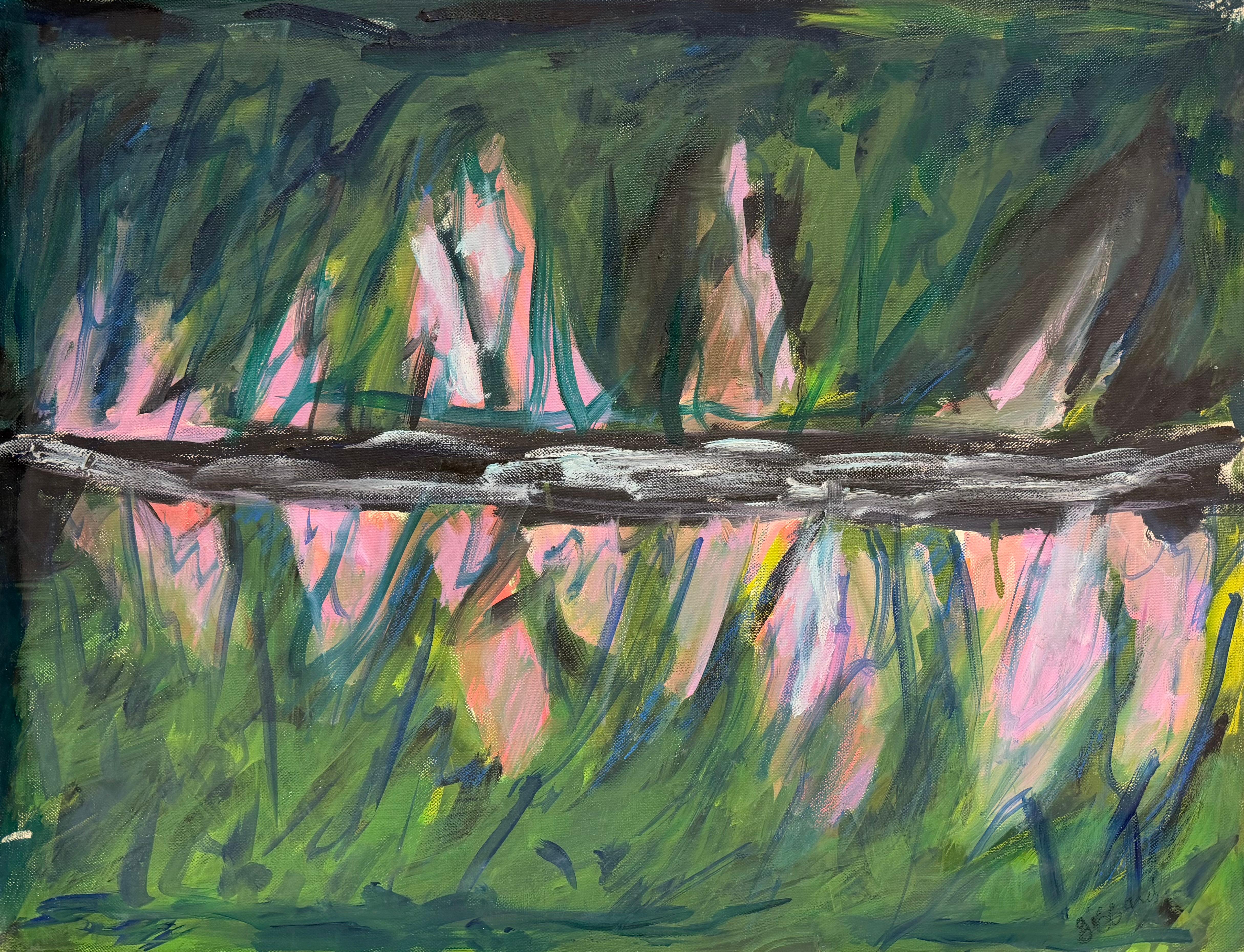 Abstract Landscape Reflection Expressionist Colour Study Large Oil Painting