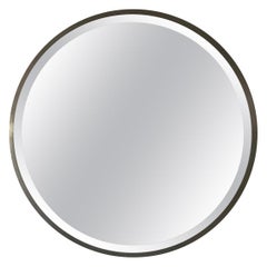 Antique French Modernist 1940s Nickel Mirror
