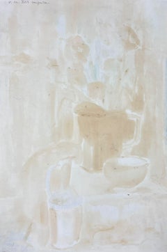 1970's French Modernist Painting Provence Collection Still Life Flowers in Jug