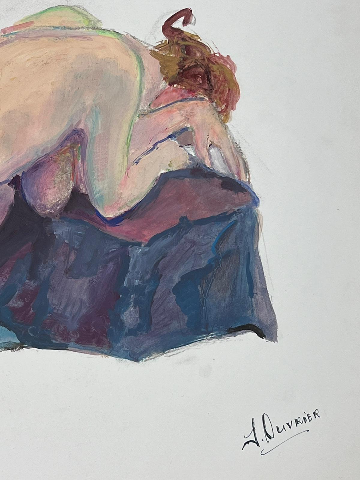 Lying Nude Dame Modell 1970er Französisch Modernistisches Gemälde Provence Kollektion (Impressionismus), Painting, von French Modernist
