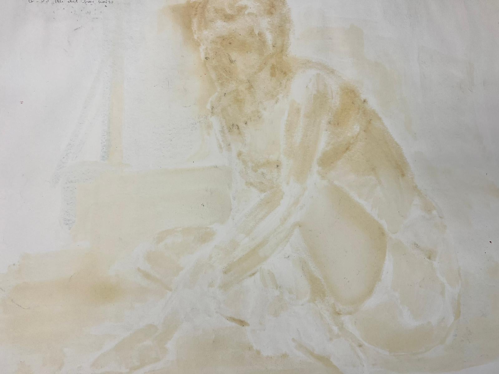 Peinture moderniste française d'une femme nue couchée des années 1970, collection Provence en vente 6