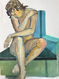 Peinture moderniste française d'une femme nue couchée des années 1970, collection Provence