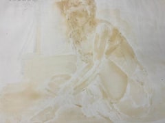 Reclining Nude Lady Model 1970's French Modernist Painting Provence Collection