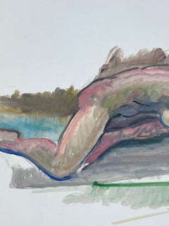 Peinture moderniste française d'une femme nue couchée des années 1970, collection Provence
