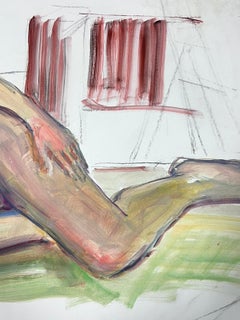 Peinture moderniste française d'une femme nue couchée des années 1970, collection Provence