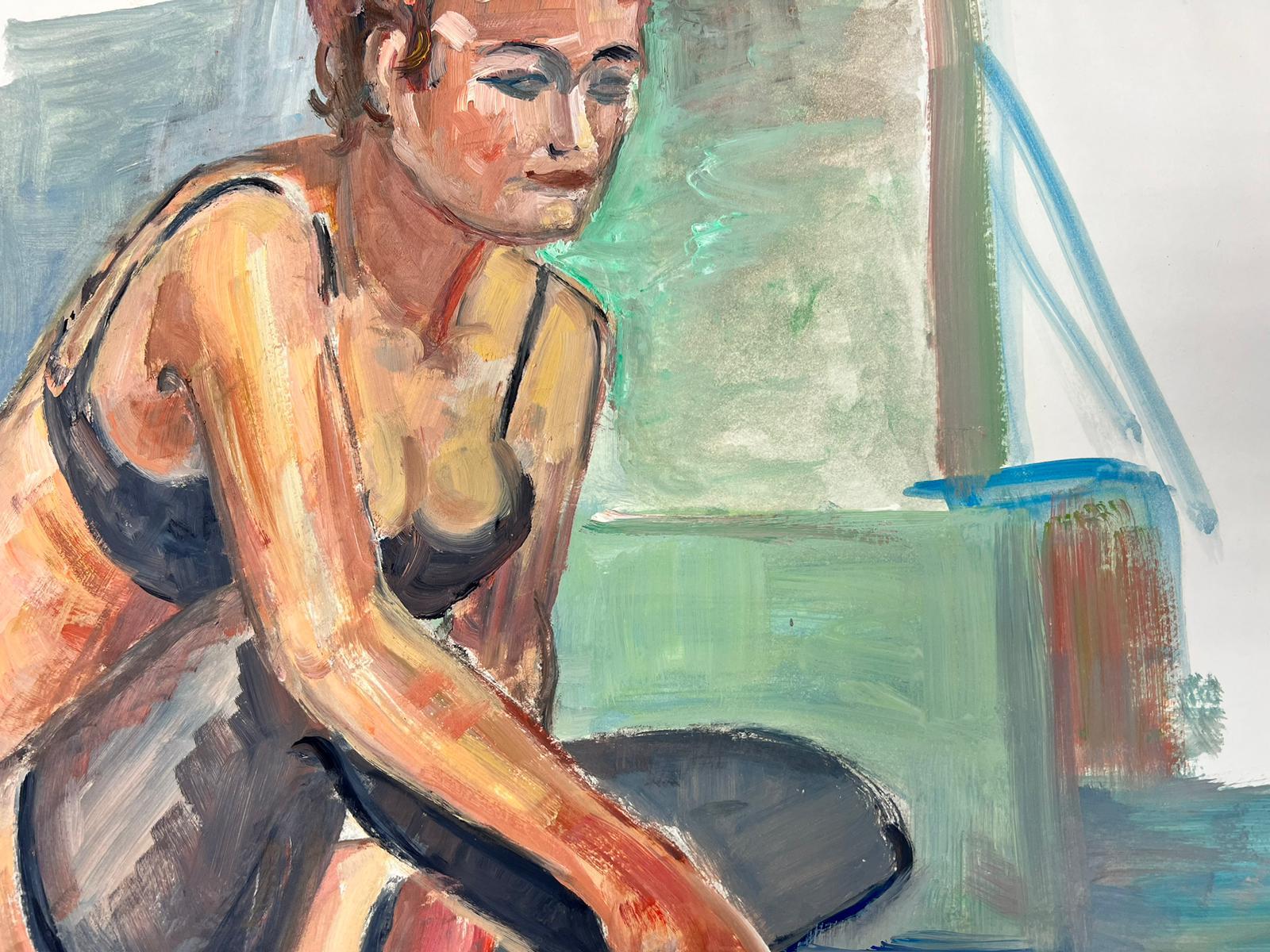 Modello di donna nuda sdraiata anni '70 Pittura modernista francese Collezione Provenza - Painting Impressionismo di French Modernist