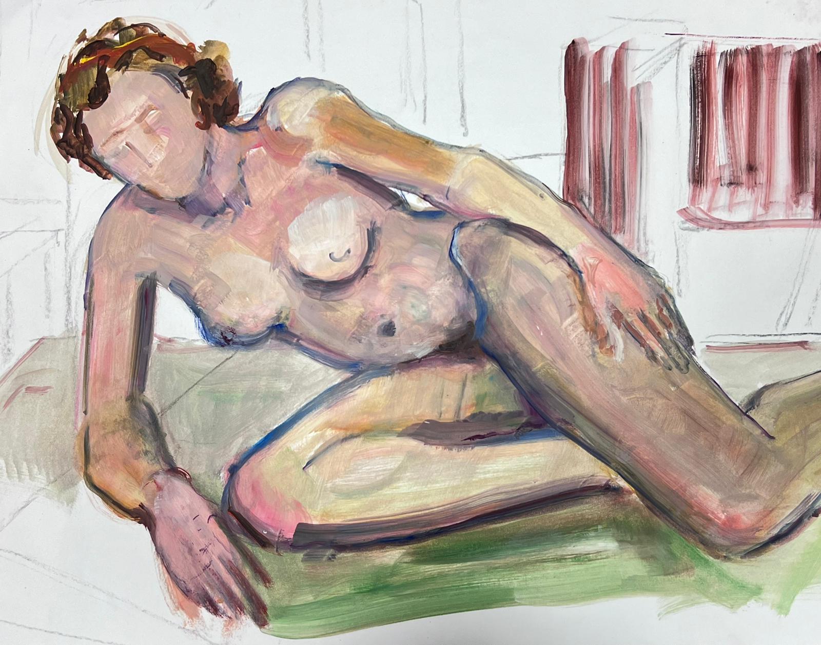 Liegesessel, Akt, Modell, französisches modernistisches Gemälde der Provence, 1970er Jahre (Impressionismus), Painting, von French Modernist