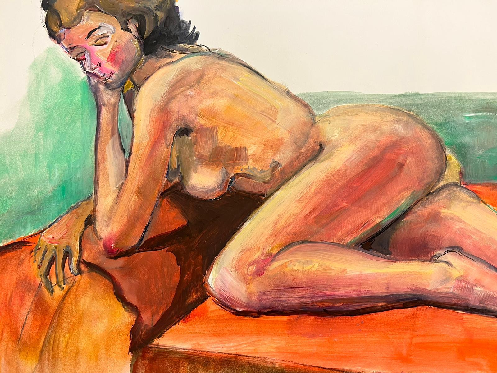 Le modèle Artistics
Portrait d'une femme nue allongée
École française, vers 1970
peinture à l'huile sur carton, non encadrée
taille : 18 x 26 pouces
état : globalement très bon, quelques légères marques à la surface mais rien de préjudiciable à