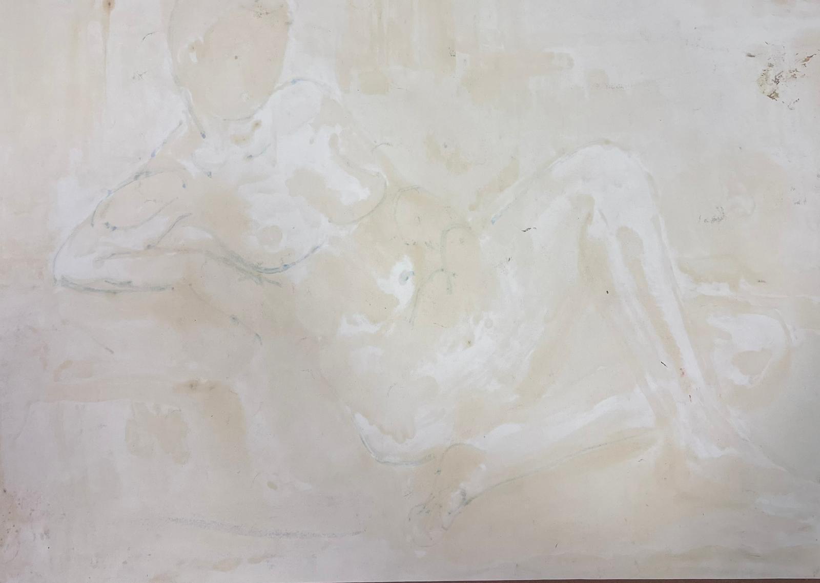 Peinture moderniste française d'une femme nue couchée des années 1970, collection Provence en vente 1