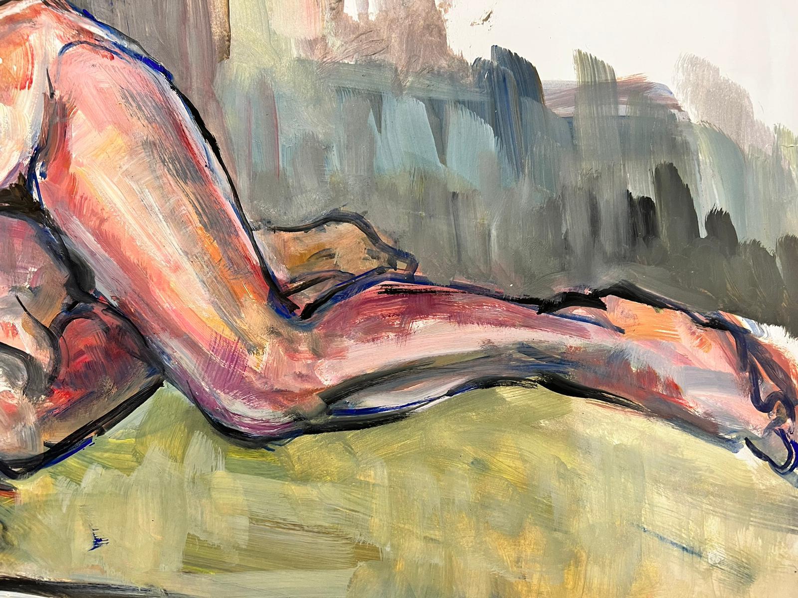 Modello di donna nuda sdraiata anni '70 Pittura modernista francese Collezione Provenza in vendita 2