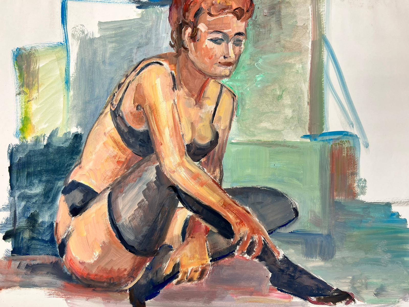 Peinture moderniste française d'une femme nue couchée des années 1970, collection Provence en vente 4