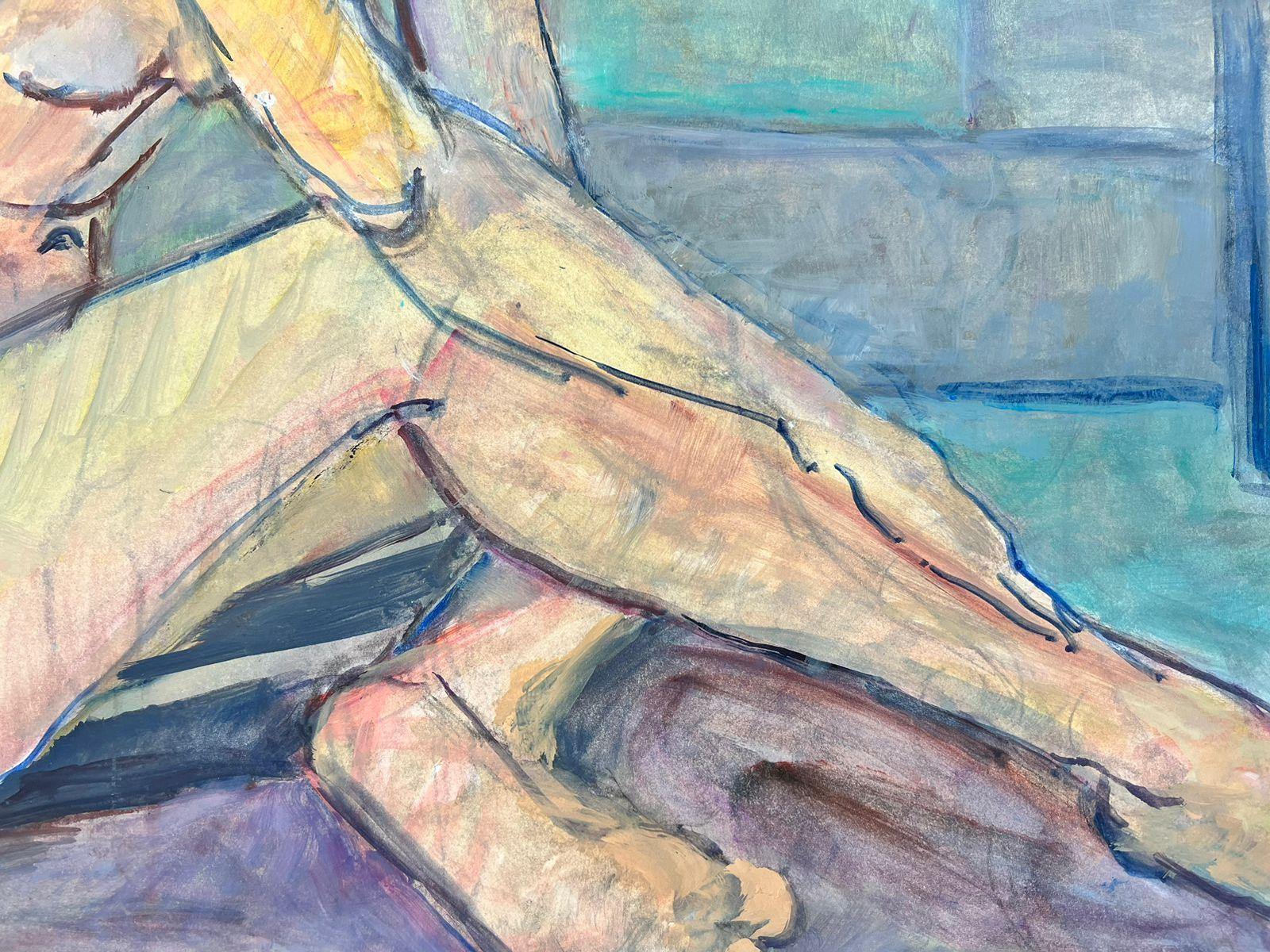 Peinture moderniste française d'une femme nue couchée des années 1970, collection Provence en vente 4