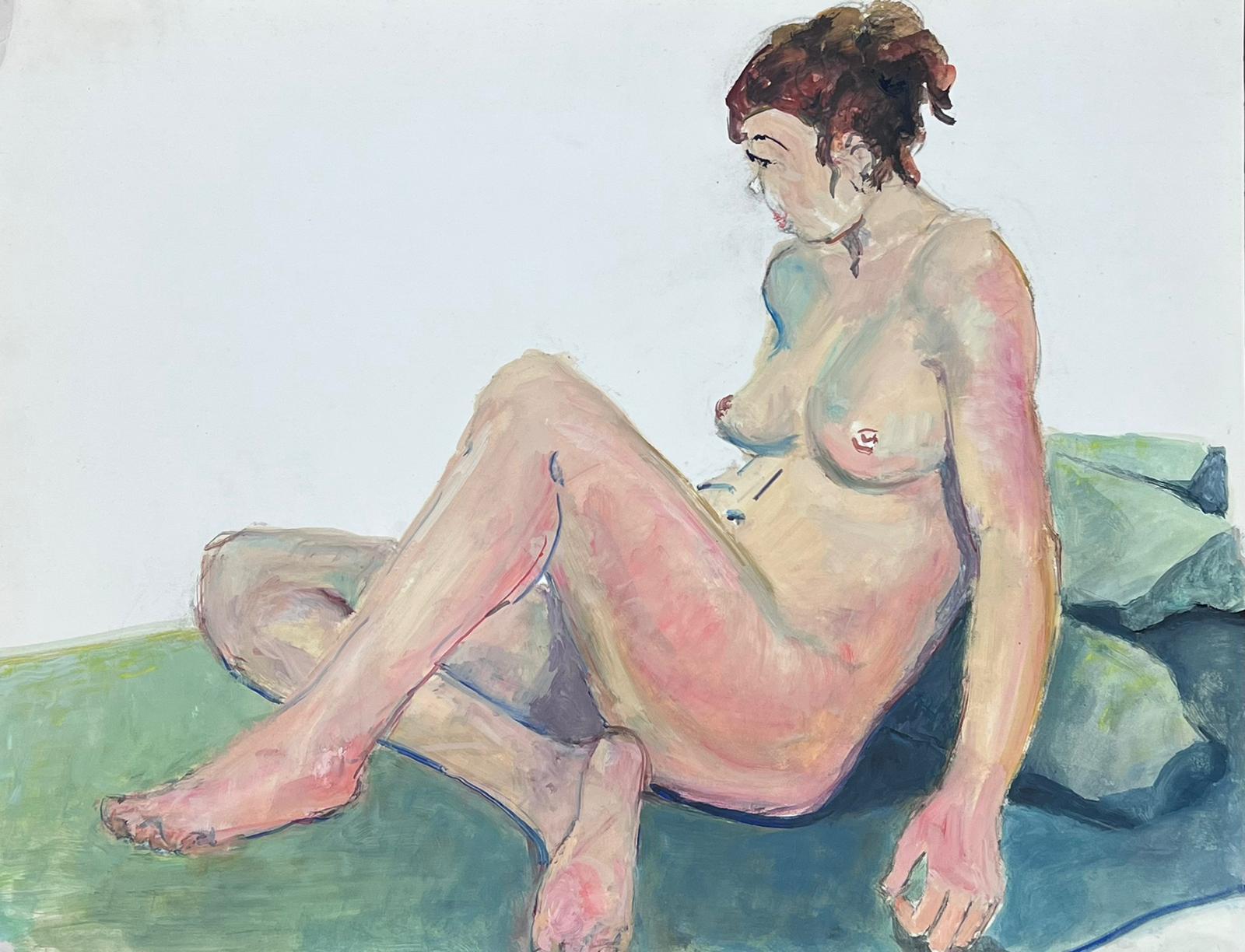 The Artists Model
Nude Lady Model
French School, circa 1970's 
oil painting on card, unframed
size: 19.75 x 25.5 inches
condition: overall very good, a very few light markings to the surface but nothing detrimental to the appeal and appearance of