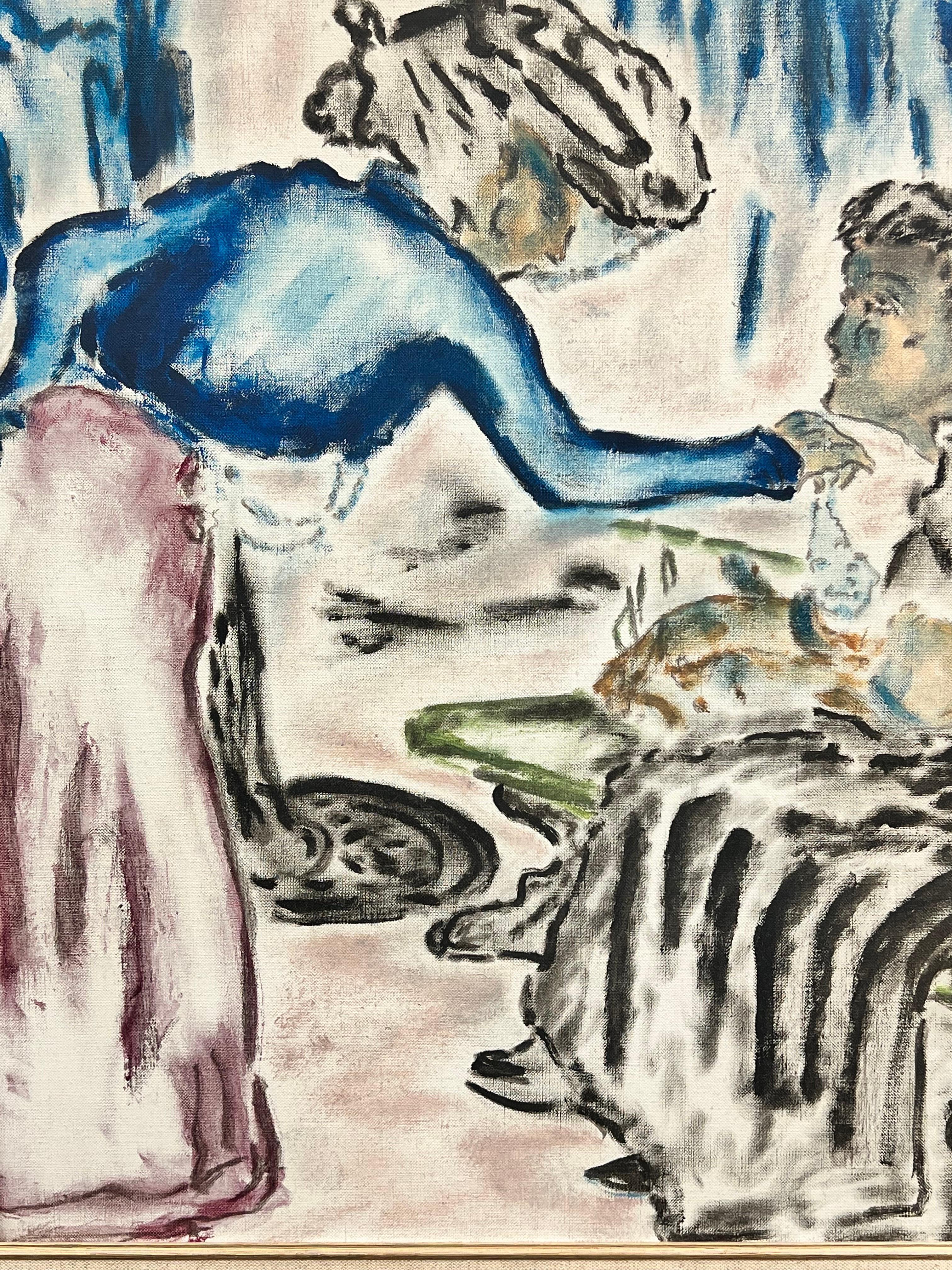 Scena interna
Artista francese, fine del XX secolo 
Dopo Van Dongen (una copia, con firma)
Dipinto a olio su tela, incorniciato
incorniciato: 32 x 27,5 pollici
tela: 26 x 21 pollici
provenienza: da una collezione in Francia 
condizioni: