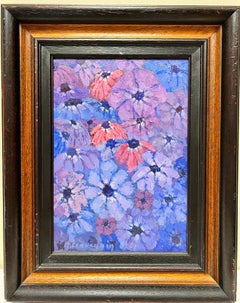 Purple Flowers French Modernist Still Life Signed painting