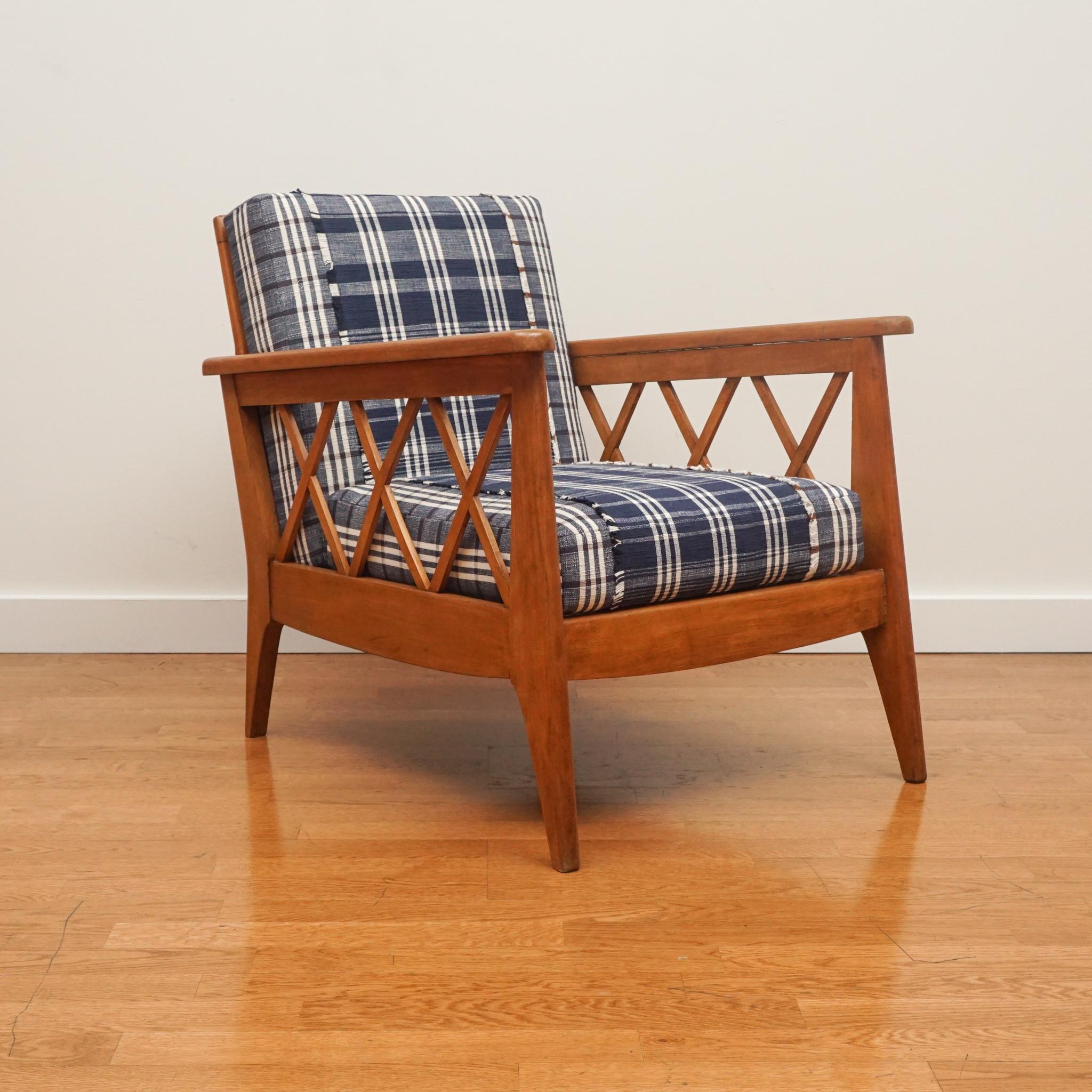 French Modernist Arm Chair with Loose Seat and Back Cushions For Sale 1