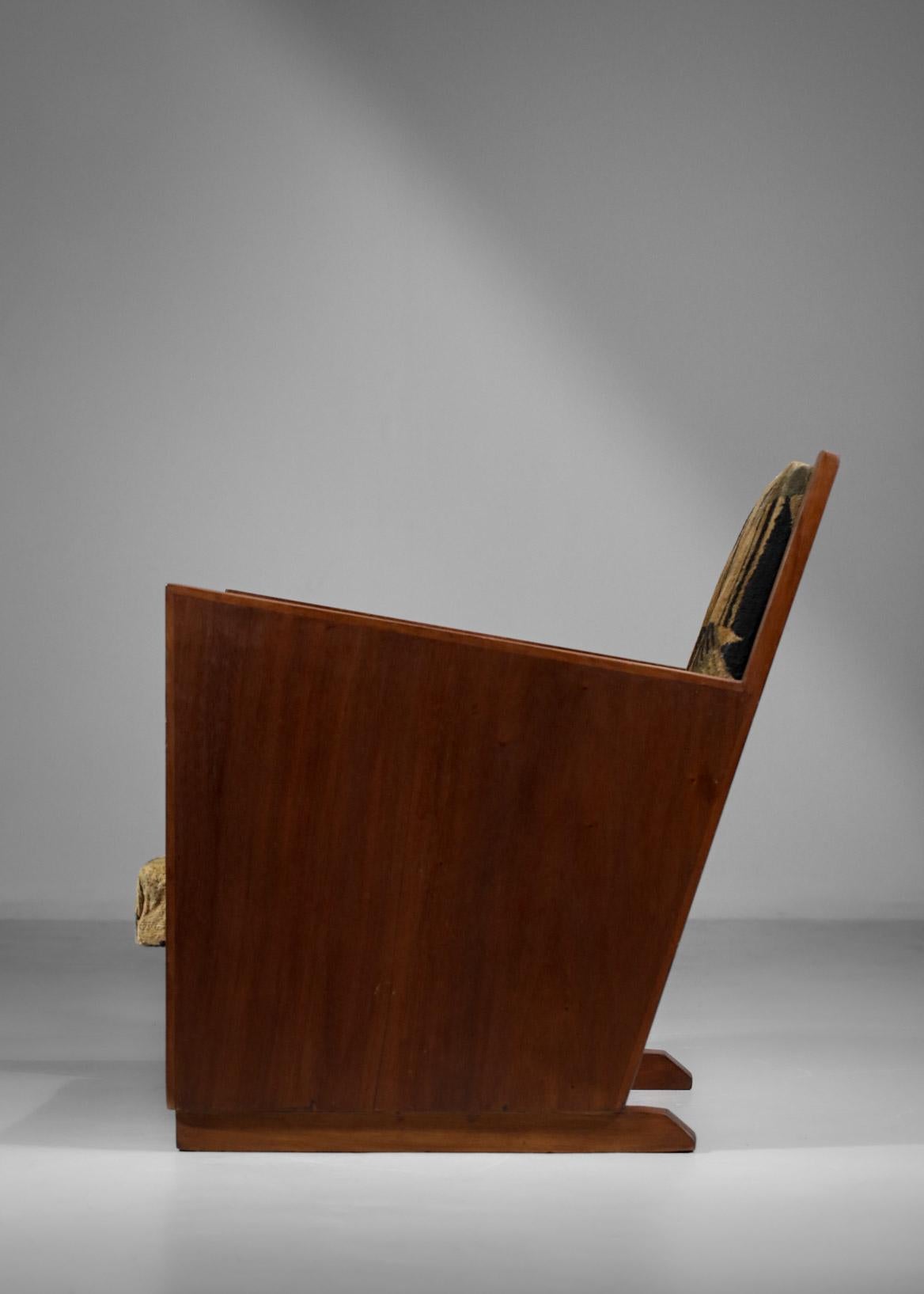 French Modernist Armchair in Art Deco Fabric with Geometric Patterns 1930 - E121 5
