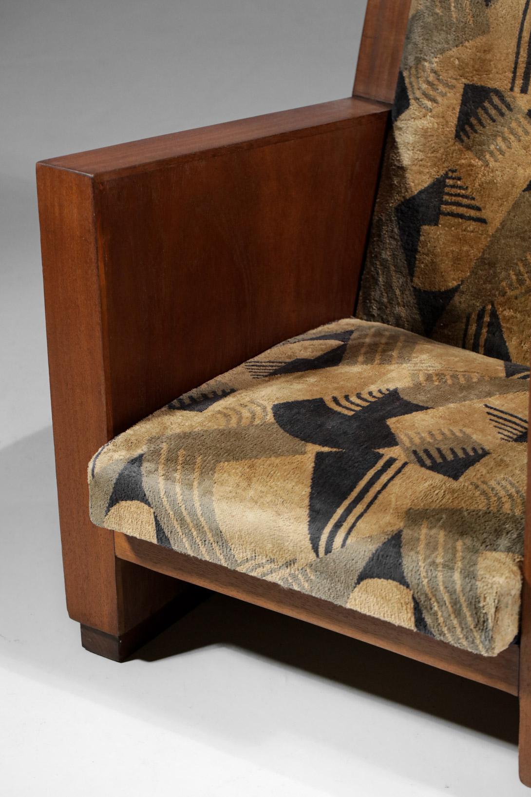 French Modernist Armchair in Art Deco Fabric with Geometric Patterns 1930 - E121 6