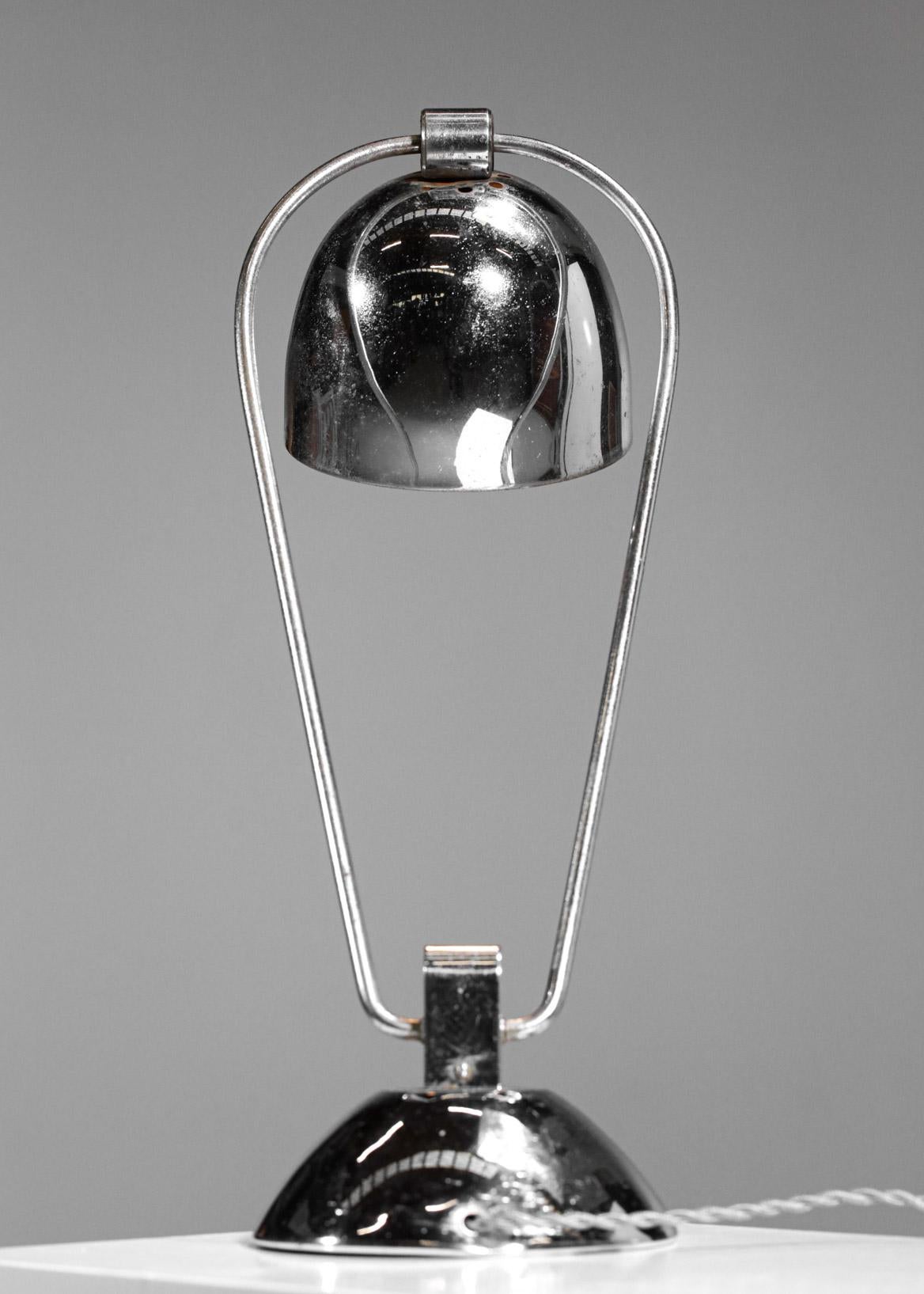 French Modernist Art Deco Chrome Table Lamp in Style of Maison Desny, 1950 F397 For Sale 3