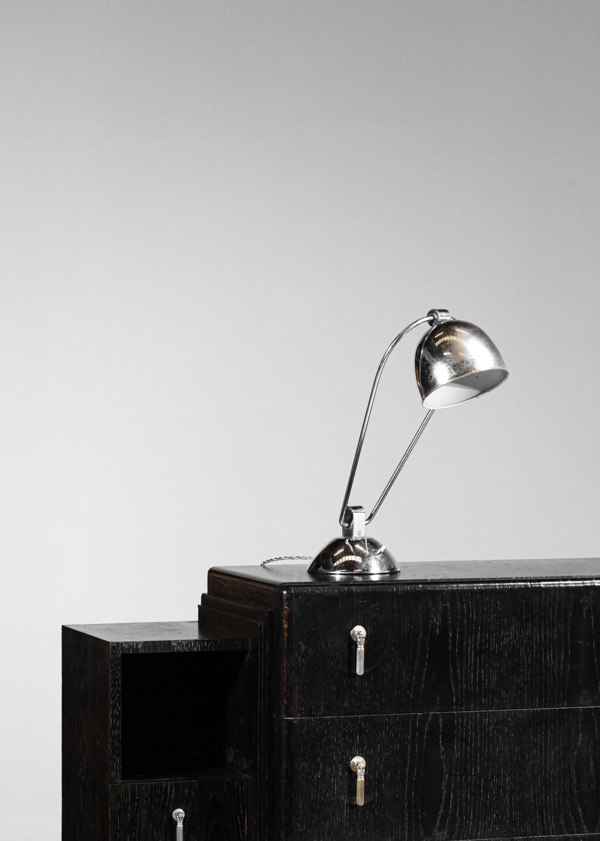 Mid-Century Modern Lampe de bureau Art Déco chromée moderniste française dans le style de la Maison Desny, 1950 F397 en vente