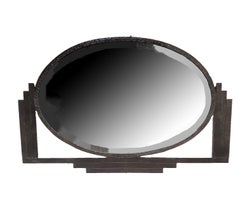 French Modernist Art Deco hand hammered iron beveled mirror circa 1930