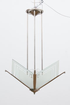 French Modernist Art Deco Pendant Light, circa 1930