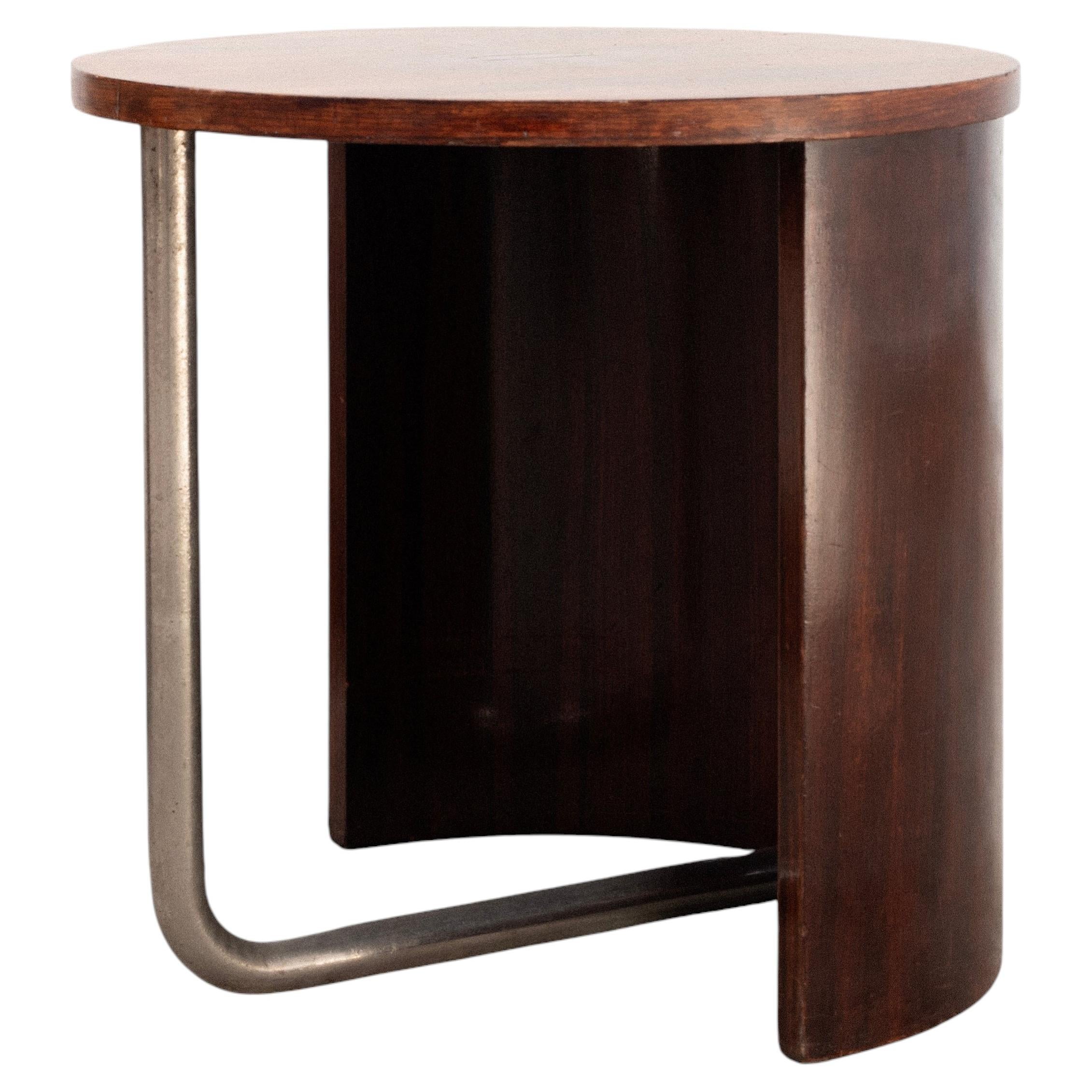 Table d'appoint Art déco en acier tubulaire, style moderniste français, vers les années 1930