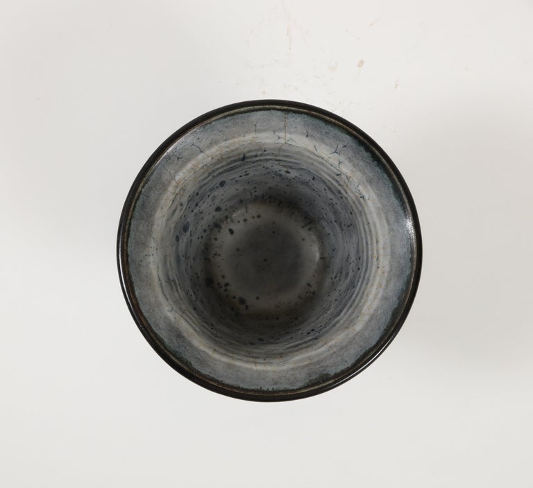 French Modernist Blue Grey Vase by Emile Decour, c. 1945, Stamped For