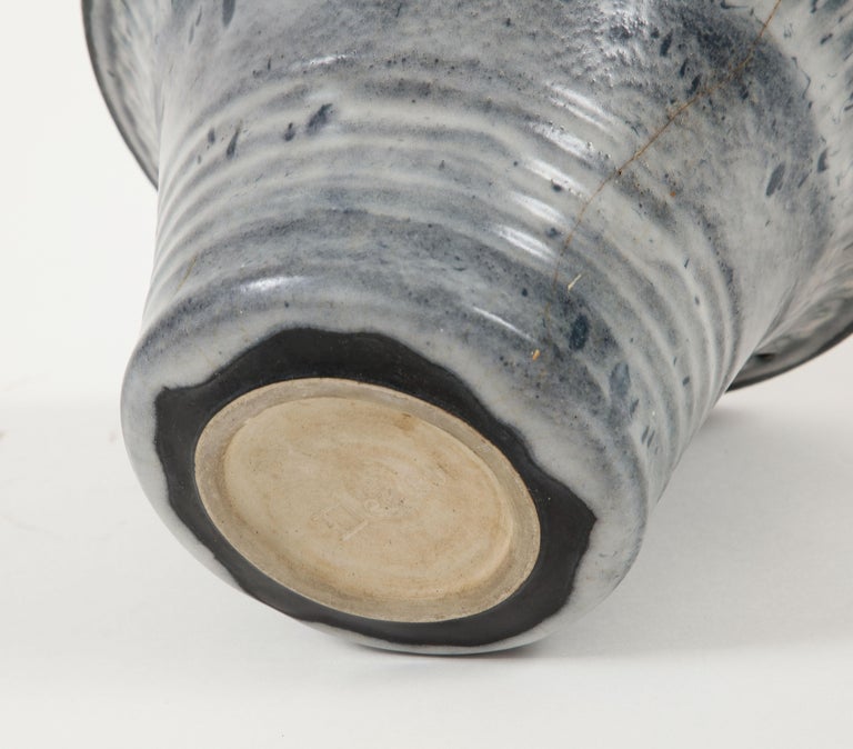 French Modernist Blue Grey Vase by Emile Decour, c. 1945, Stamped For