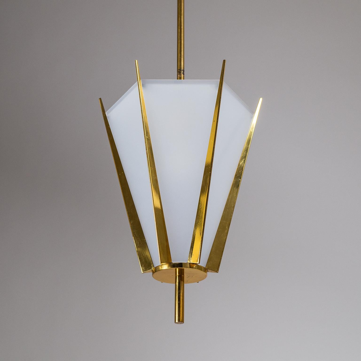 Mid-Century Modern French Modernist Brass Pendant, circa 1960