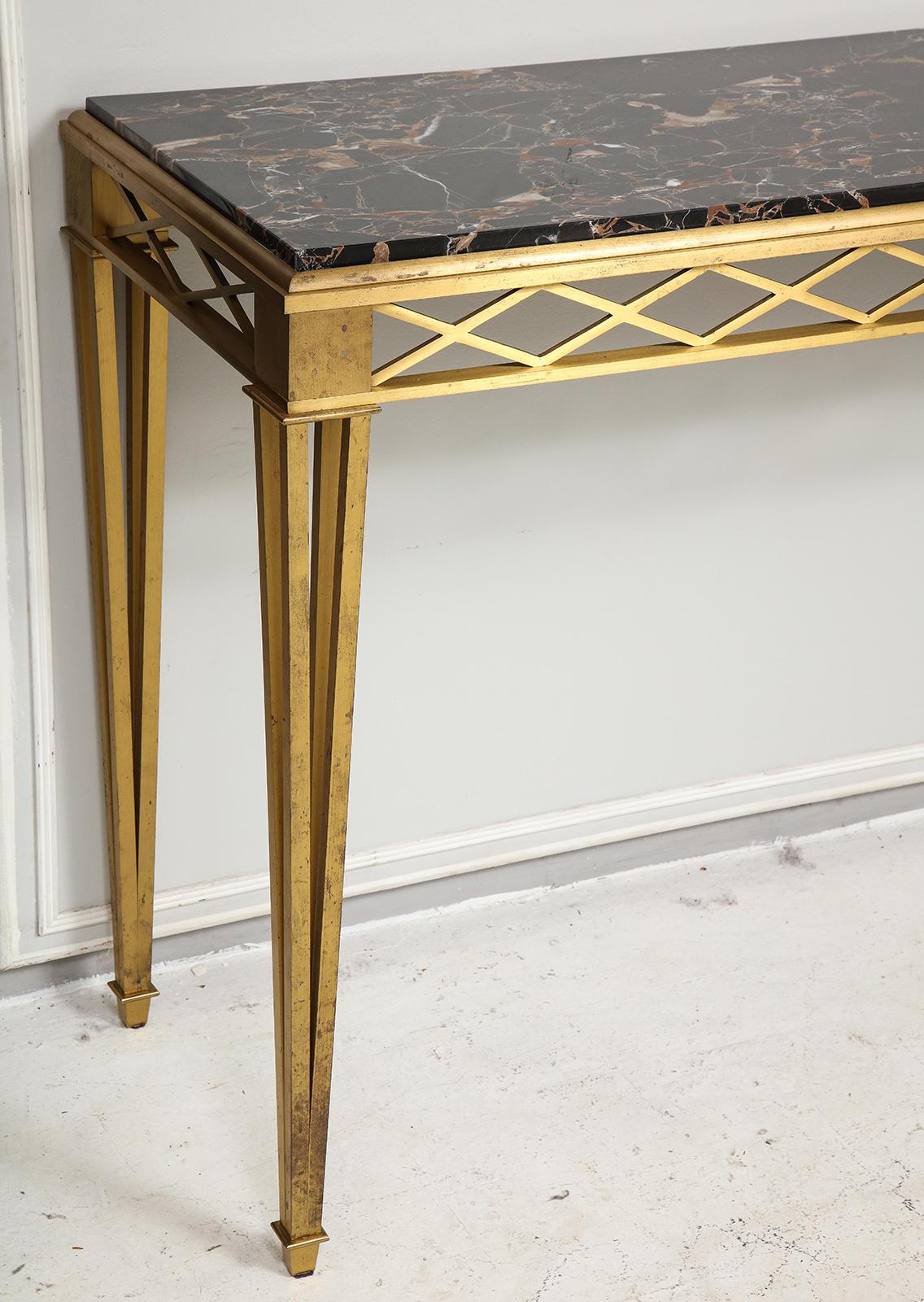 Modern Bronze Marble-top Console in the Art Deco Manner
