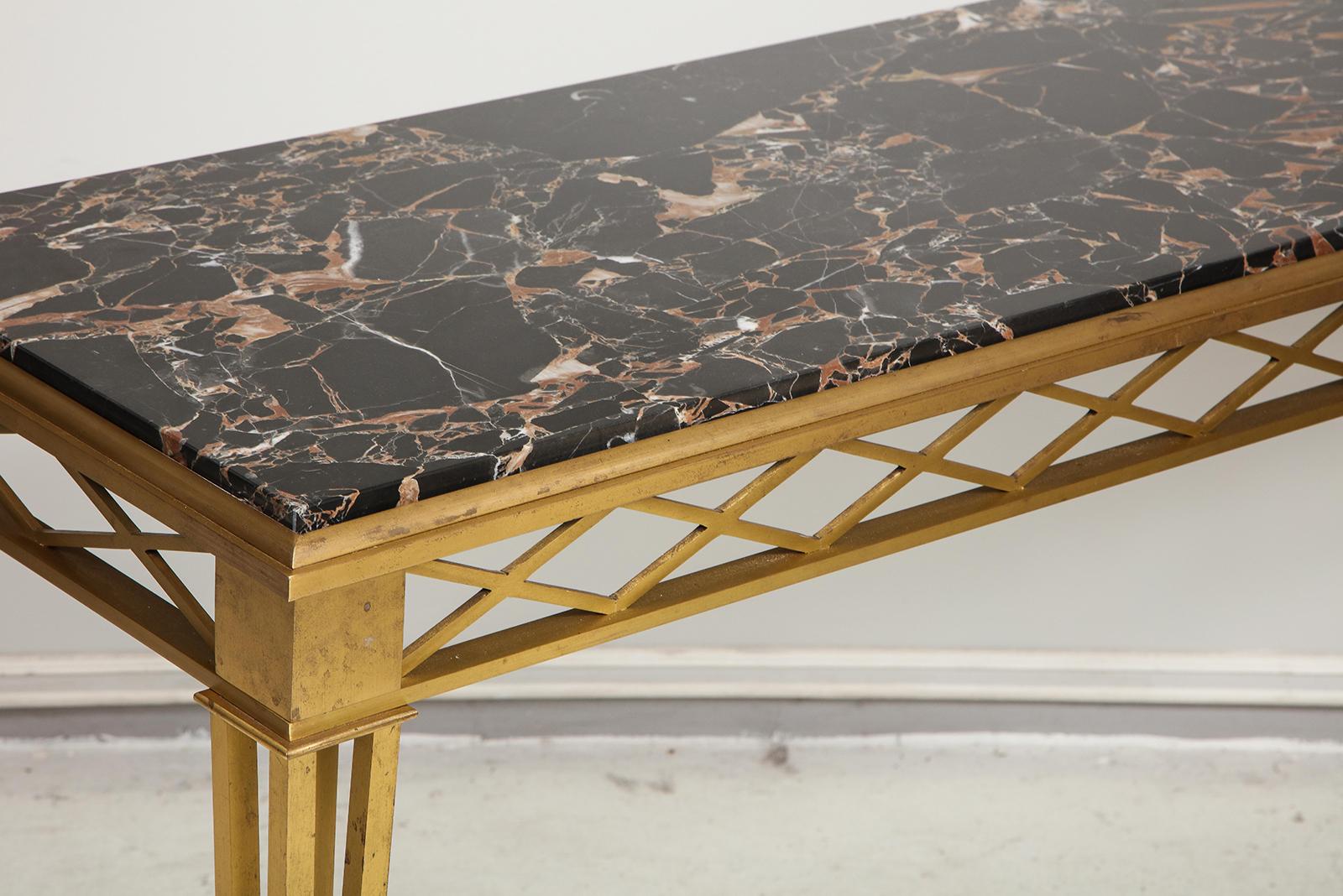 Bronze Marble-top Console in the Art Deco Manner 2