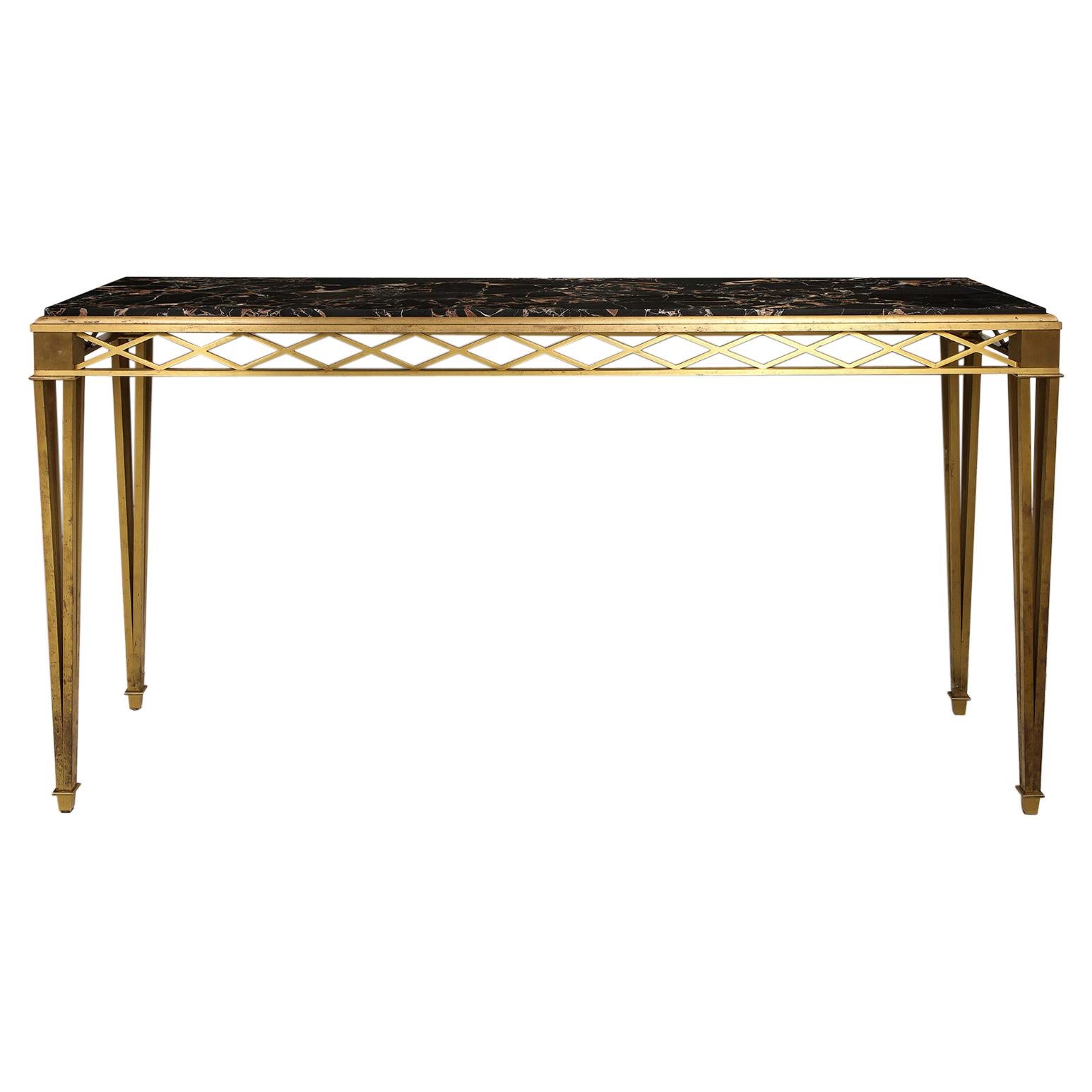 Bronze Marble-top Console in the Art Deco Manner