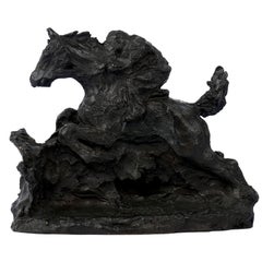 French Modernist Bronze Sculpture of “Horse & Rider” Cast by Susse Freres