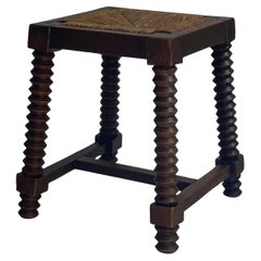 Tabouret moderniste français en bois tourné dans le style de Charles Dudouyt, 19
