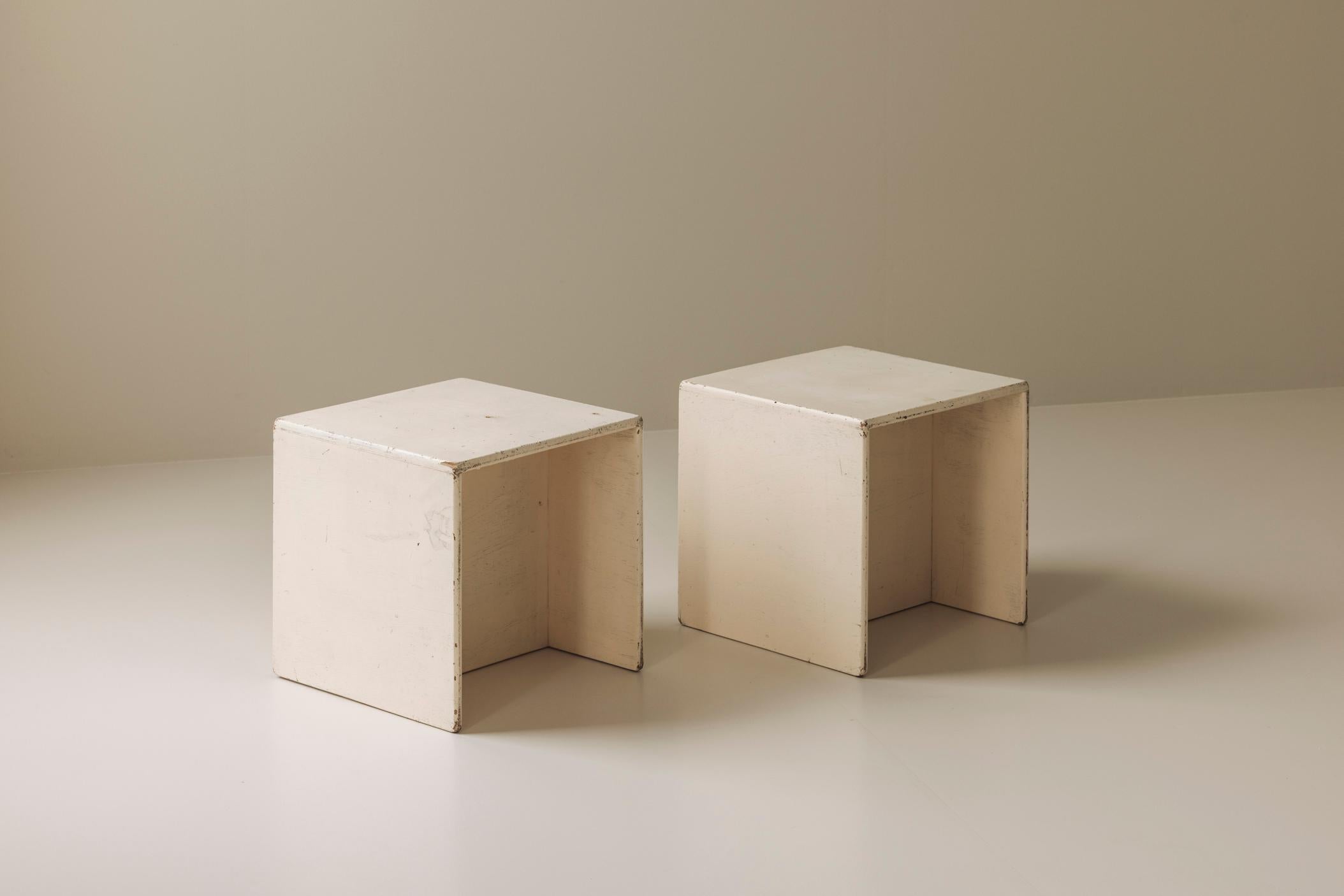 French Modernist cabinets / tabours, France 1950s. For Sale 5