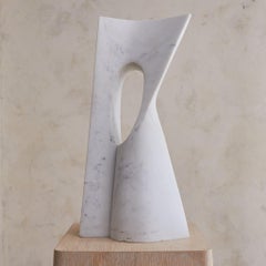 French Modernist Carrara Marble Sculpture by Bertrand Créac’h