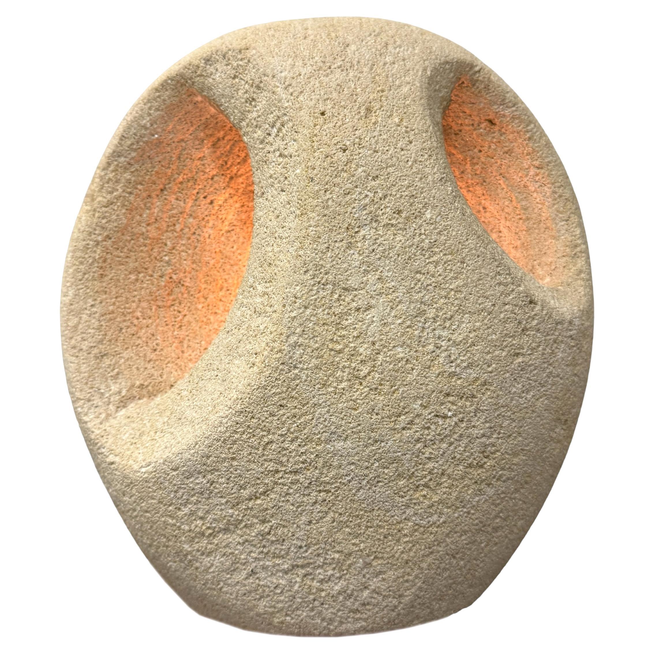 French Modernist Carved Stone Lamp