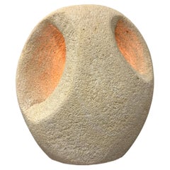 Retro French Modernist Carved Stone Lamp