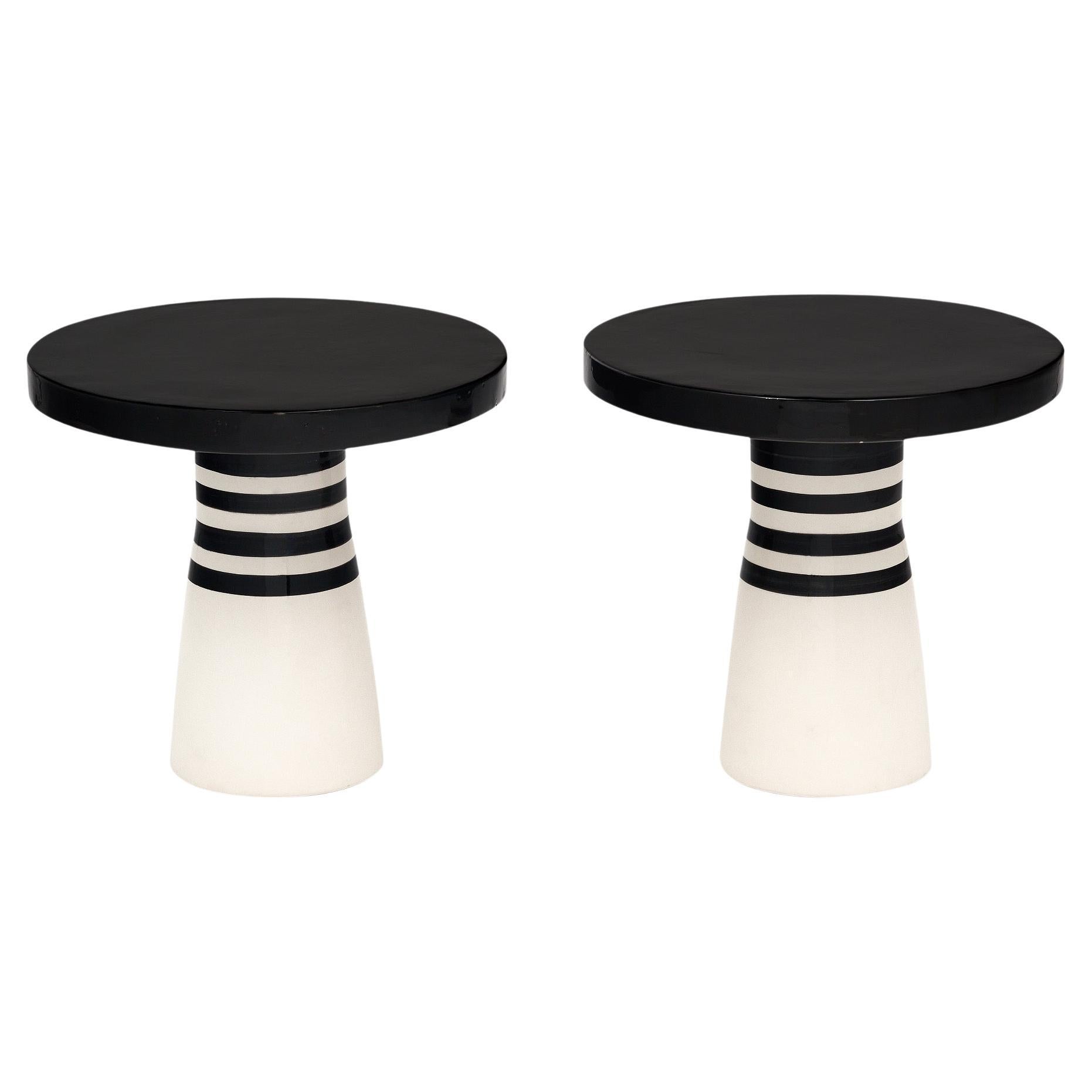 French Modernist Ceramic Side Tables For Sale