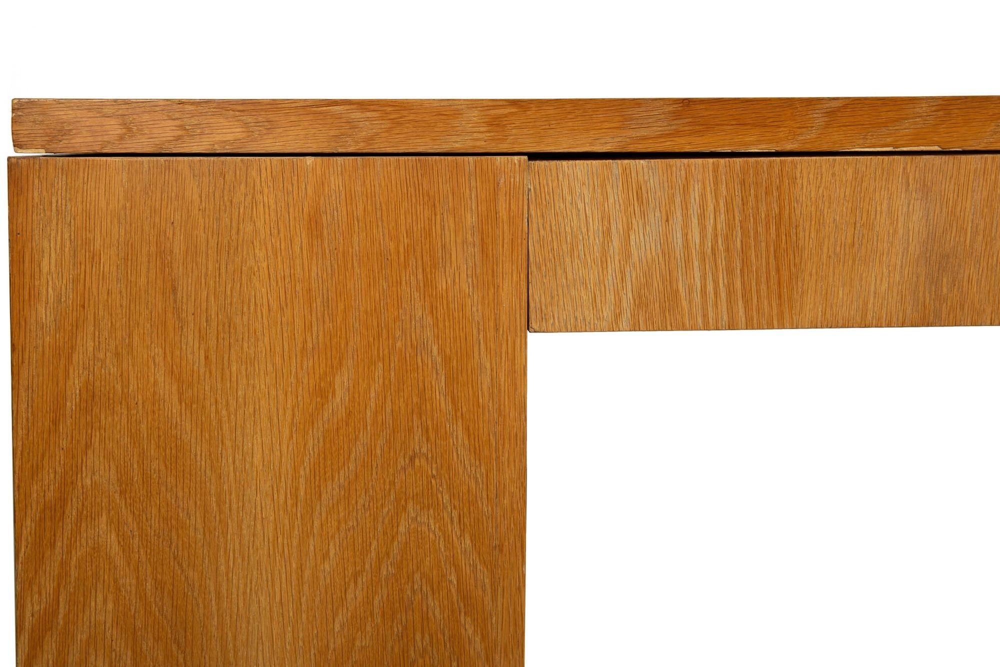 French Modernist Cerused Oak and Lacquered Skin Pedestal Desk ca. 1950s For Sale 14