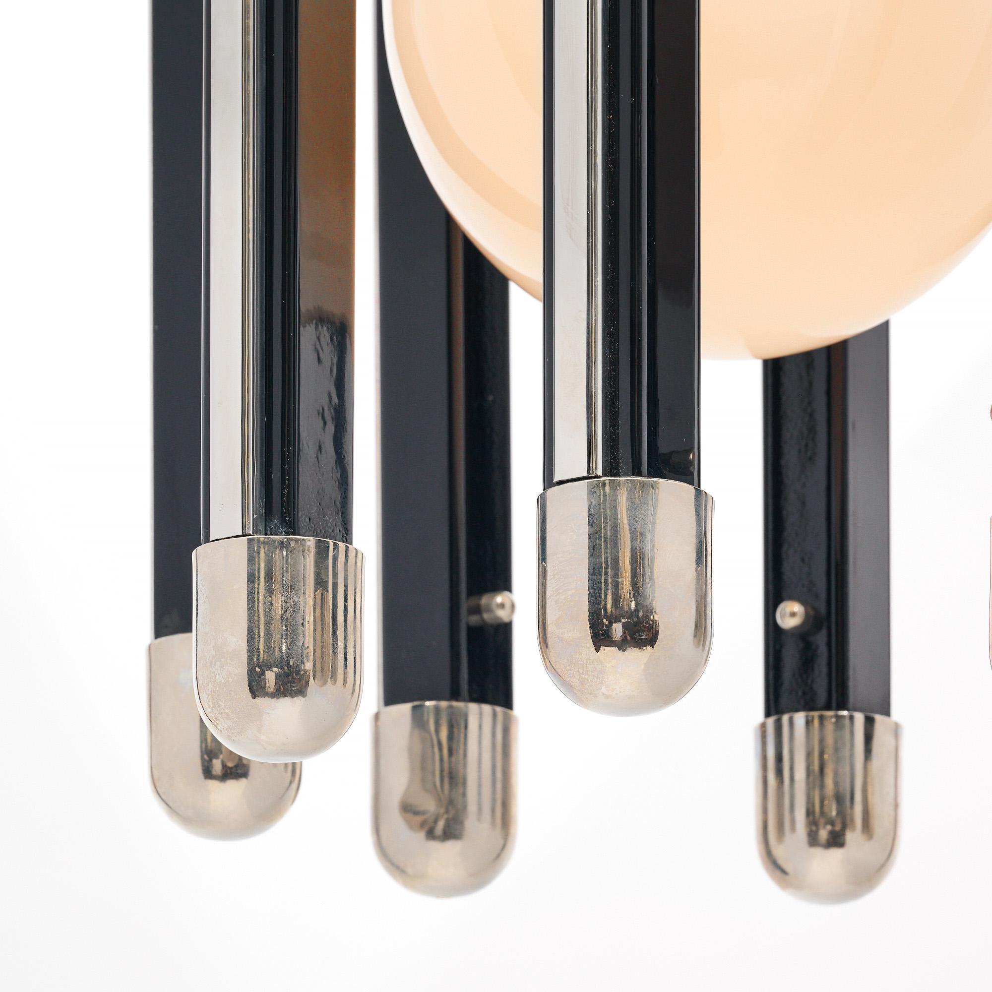 Metal French Modernist Chandelier attributed to Philippe Jean For Sale