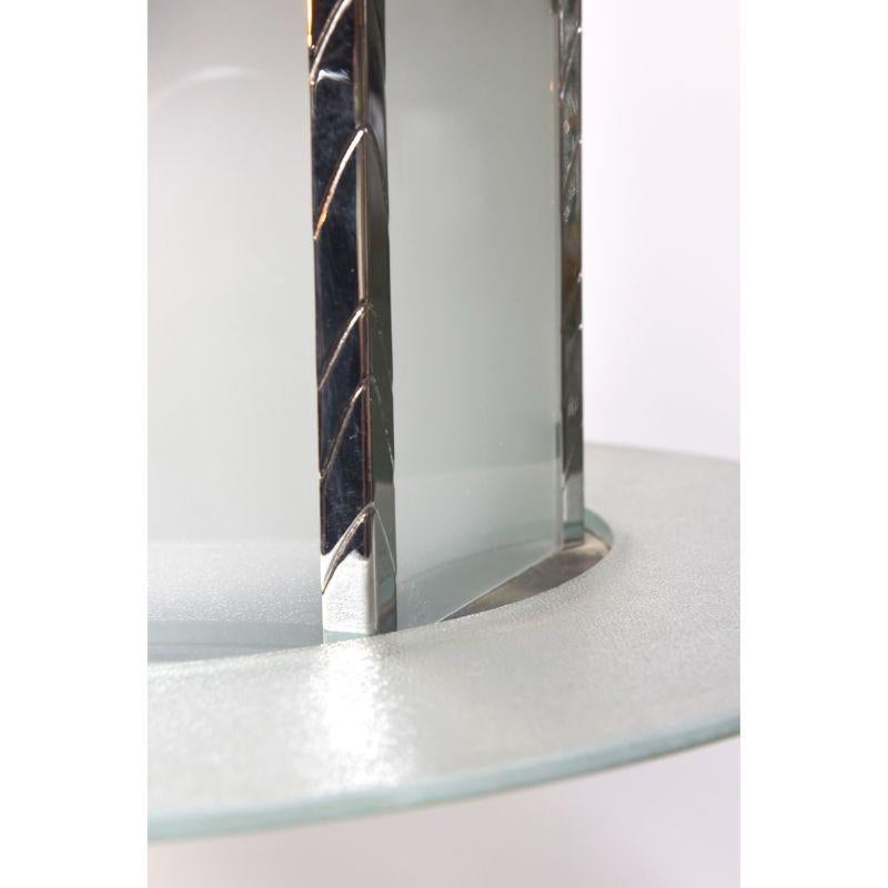 French Modernist Chrome and Glass Pendant For Sale 1