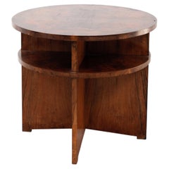 French Modernist Circular Coffee Table with Integrated Shelving, c. 1935