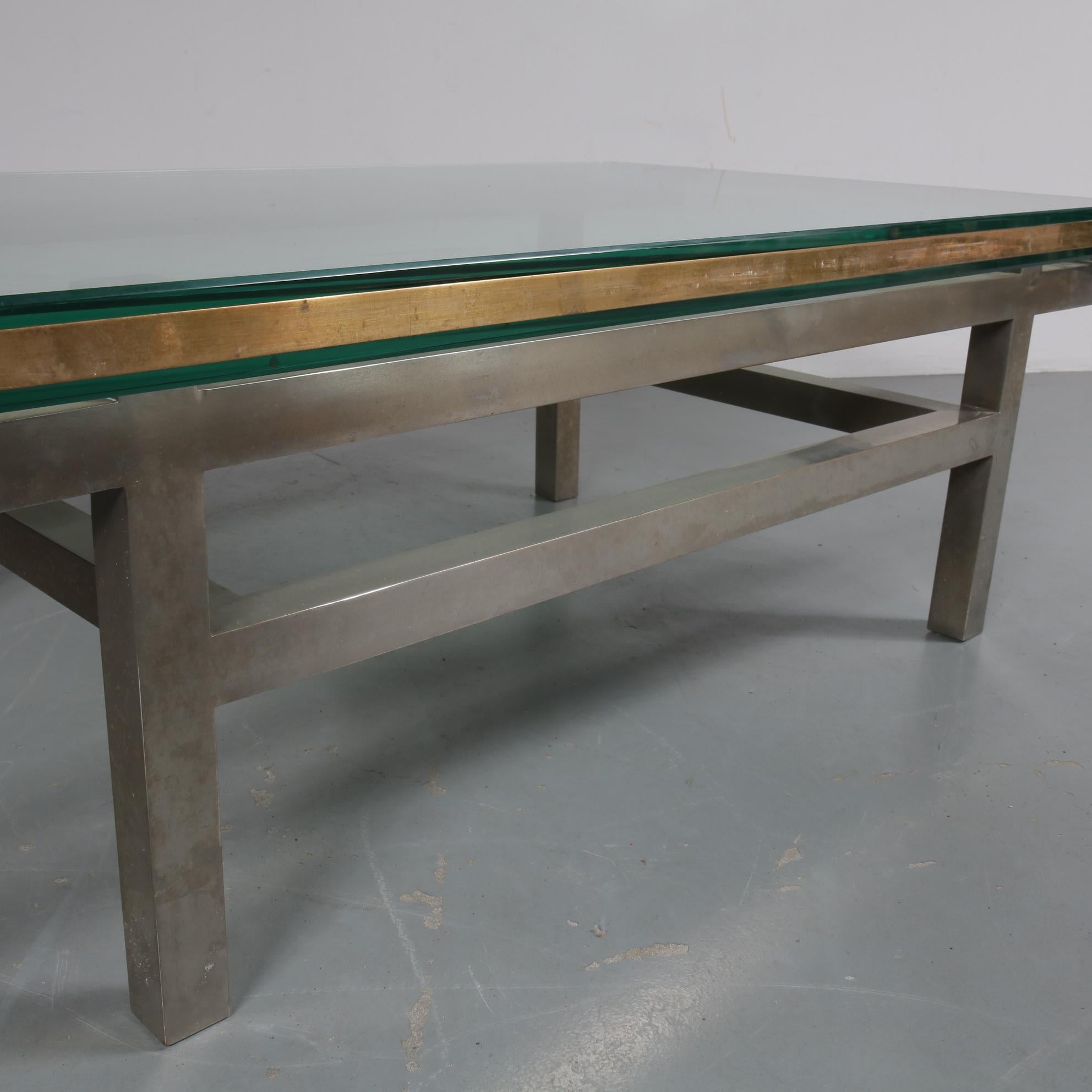French Modernist Coffee Table in Steel and Brass, 1960 6